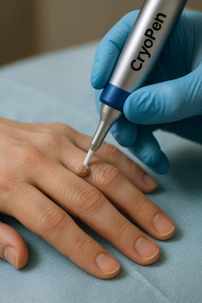 example of cryopen wart removal Norwich treatment on a persons finger