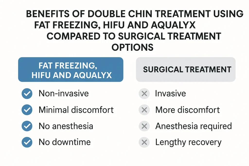 Graphic about the benefits of double chin treatment Norwich - from LA LIPO