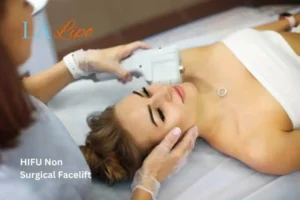Woman having Hi-Fu to reduce wrinkles Norwich.