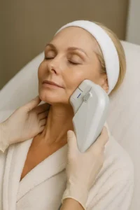 Woman receiving HIFU non surgical facelift treatment Norwich