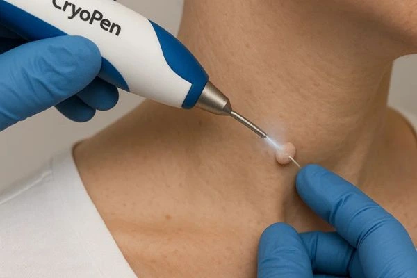 Person receiving Cryotherapy skin tag removal Norwich